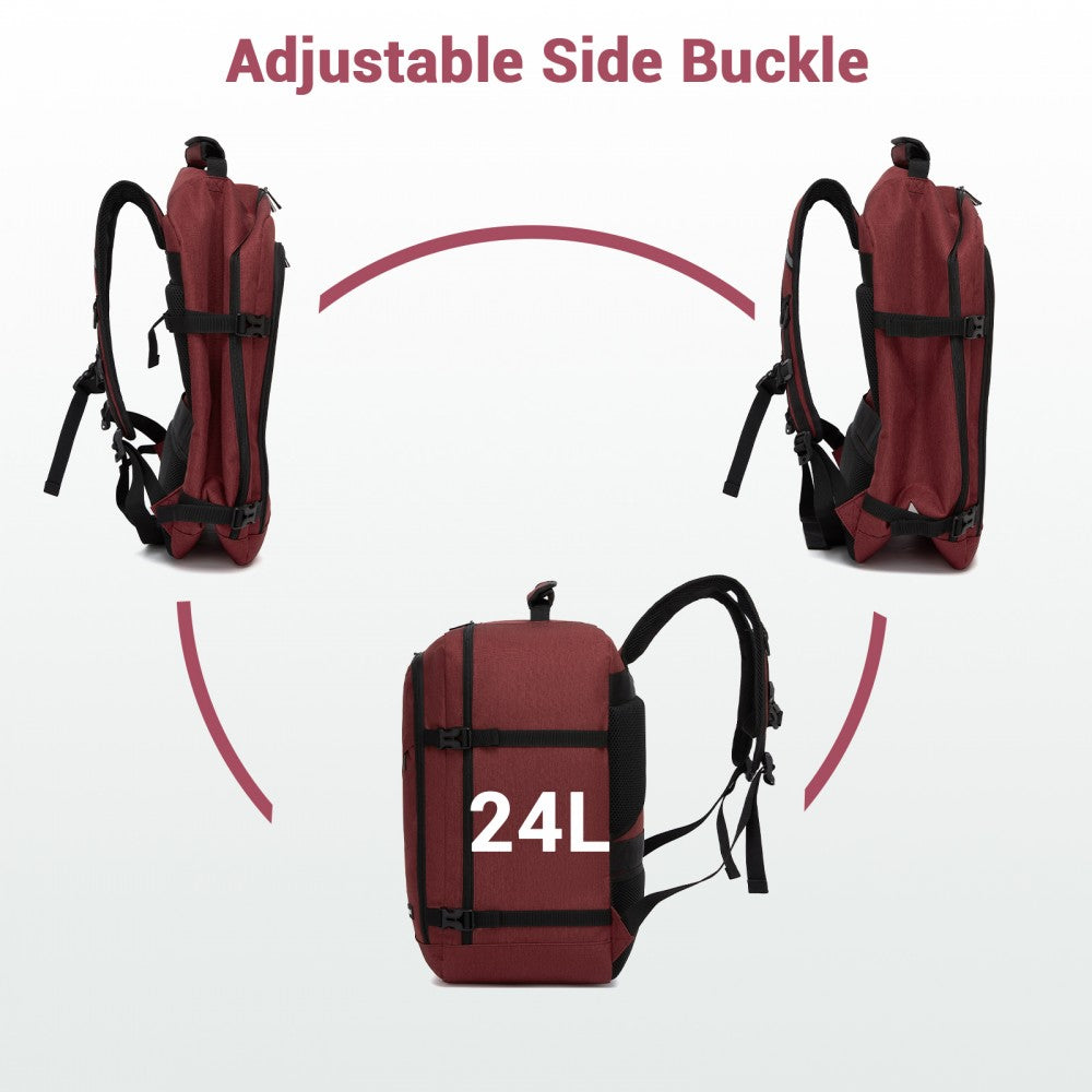 Flexible Cabin Backpack Fits 15.6-Inch Laptop, Clamshell Access – Burgundy