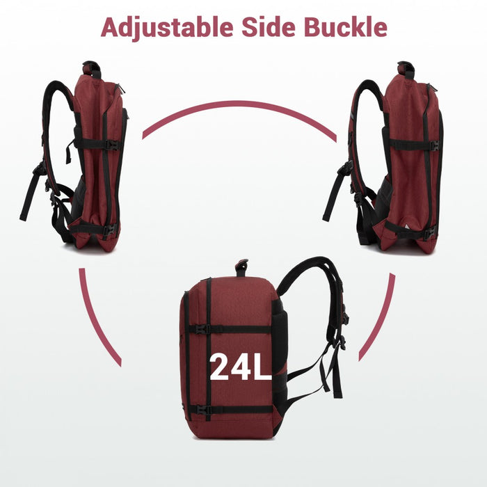 Flexible Cabin Backpack Fits 15.6-Inch Laptop, Clamshell Access – Burgundy