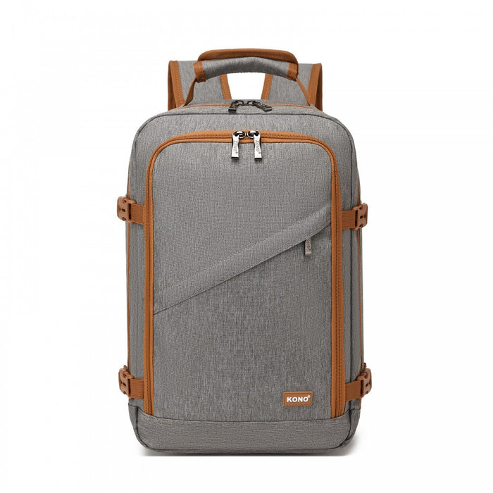 Flexible Cabin Backpack Fits 15.6-Inch Laptop, Clamshell Access – Grey and Brown