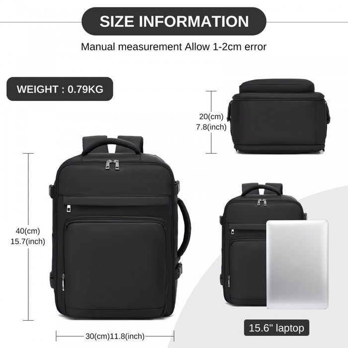 Cabin Travel Backpack – Water-Resistant, Multi-Compartment, Padded Laptop, Anti-Theft, Carry-On Tote – Black