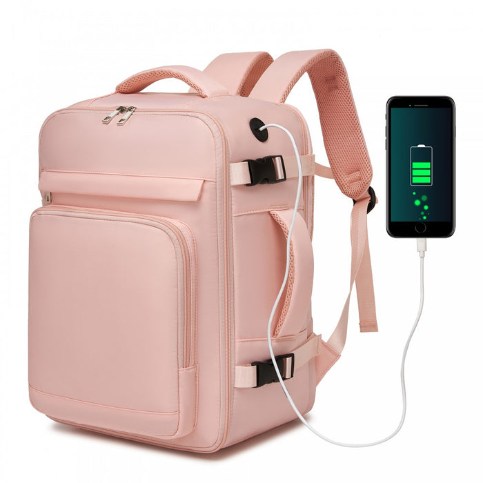 Cabin Travel Backpack – Water-Resistant, Multi-Compartment, Padded Laptop, Anti-Theft, Carry-On Tote – Pink
