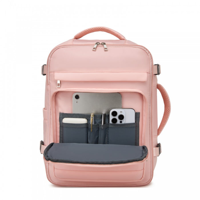 Cabin Travel Backpack – Water-Resistant, Multi-Compartment, Padded Laptop, Anti-Theft, Carry-On Tote – Pink