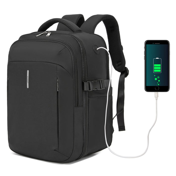 Cabin Approved Carry-On Backpack, Water-Resistant 15.6-Inch Laptop Travel Rucksack with Wet/Dry Separation Pouch – Black