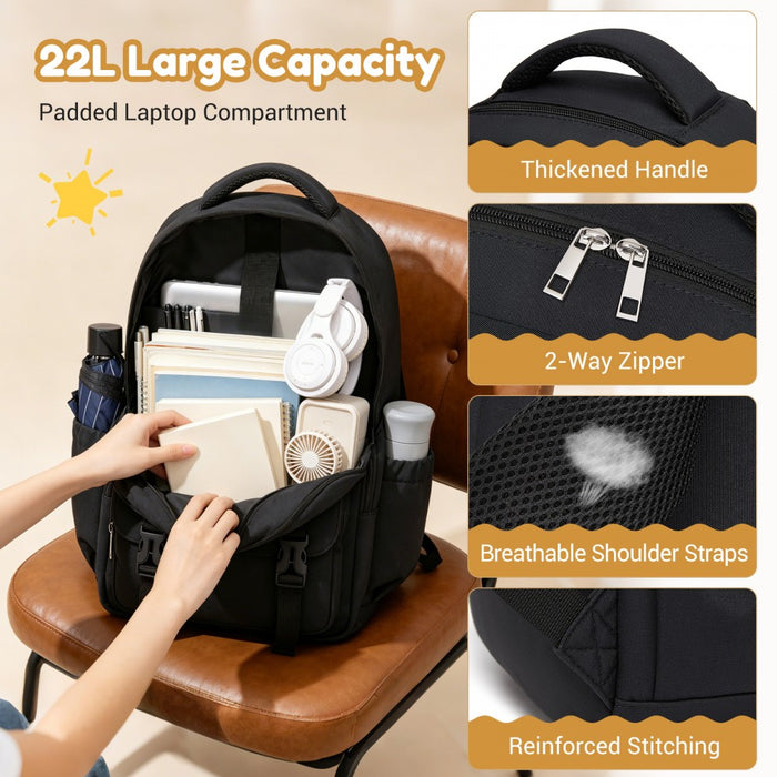 Water-Resistant Kids Backpack with Padded Laptop Sleeve and Multi-Pocket Organisation – Black