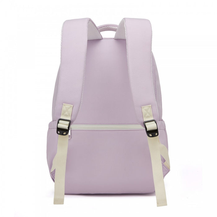 Water-Resistant Kids Backpack with Padded Laptop Sleeve and Multi-Pocket Organisation – Purple and Beige