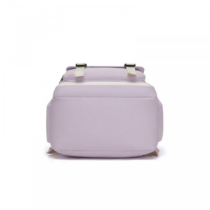 Water-Resistant Kids Backpack with Padded Laptop Sleeve and Multi-Pocket Organisation – Purple and Beige