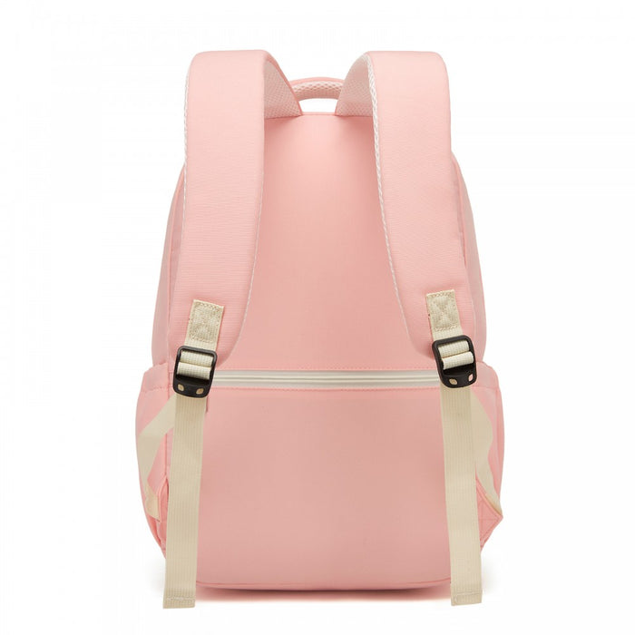 Water-Resistant Kids Backpack with Padded Laptop Sleeve and Multi-Pocket Organisation – Pink and Beige