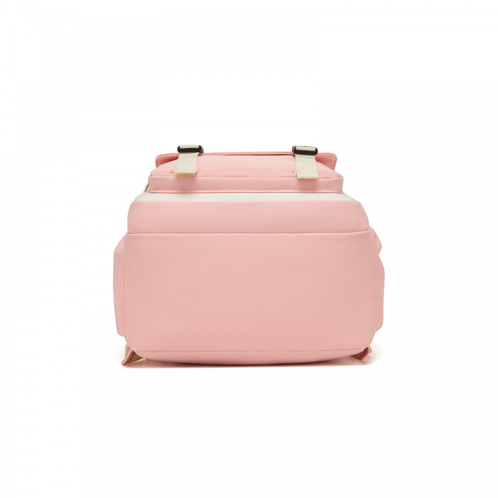 Water-Resistant Kids Backpack with Padded Laptop Sleeve and Multi-Pocket Organisation – Pink and Beige