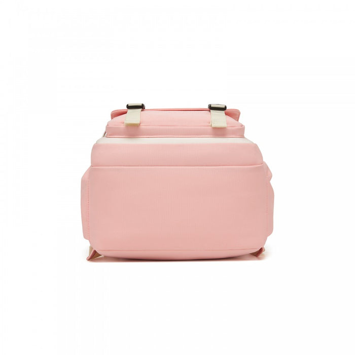Water-Resistant Kids Backpack with Padded Laptop Sleeve and Multi-Pocket Organisation – Pink and Beige