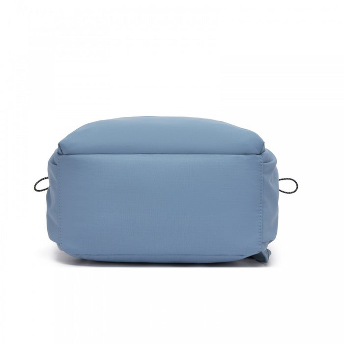 Solid-Colour Casual Backpack with Multi-Pocket Storage – Blue