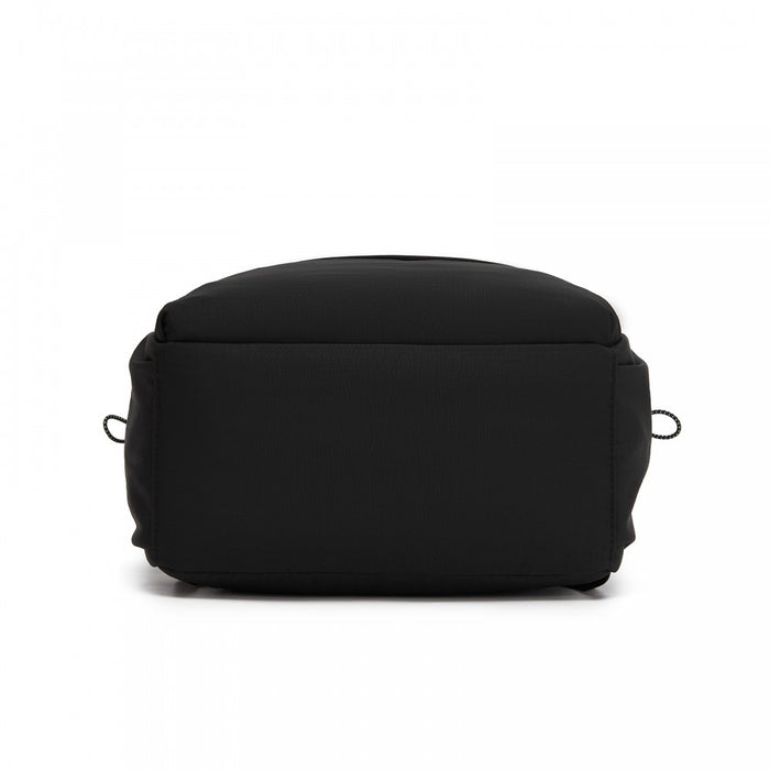 Solid-Colour Casual Backpack with Multi-Pocket Storage – Black