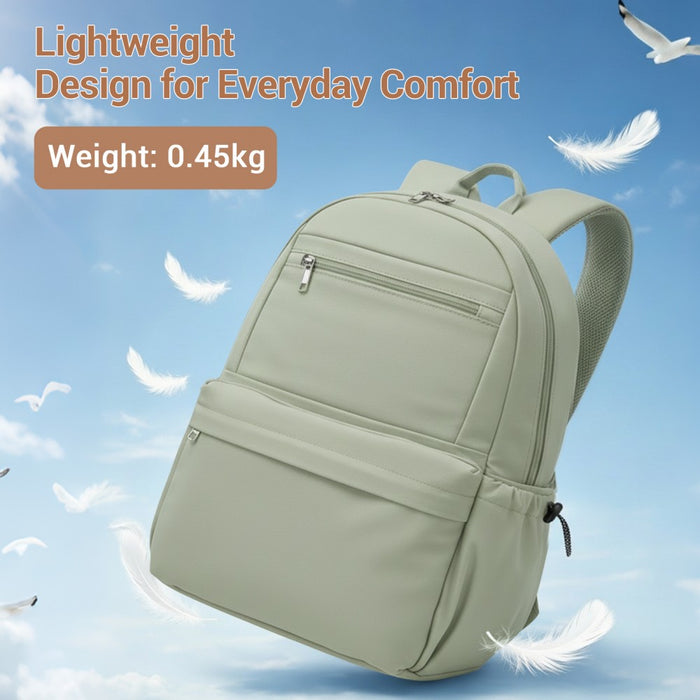 Solid-Colour Casual Backpack with Multi-Pocket Storage – Green