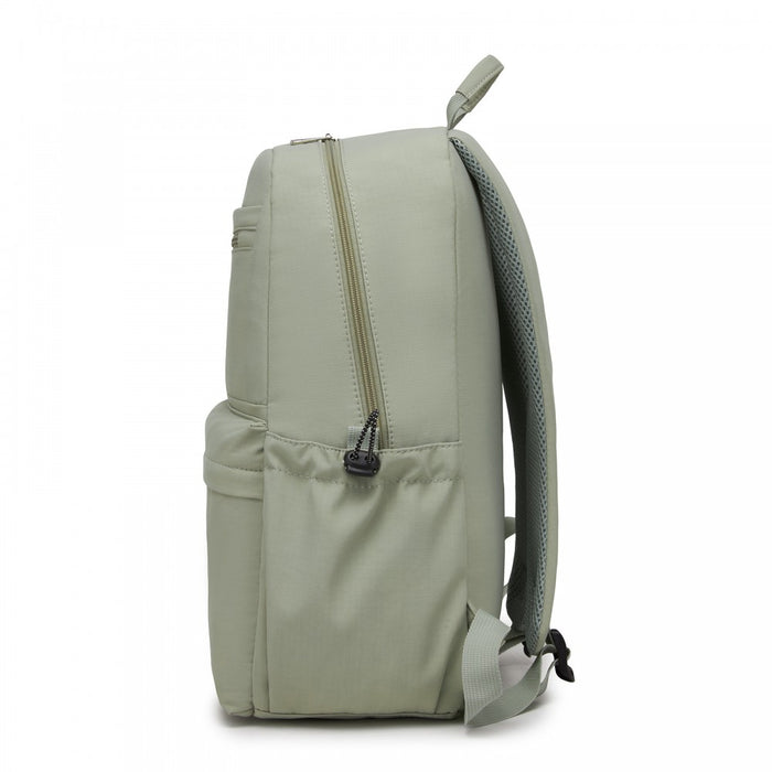 Solid-Colour Casual Backpack with Multi-Pocket Storage – Green