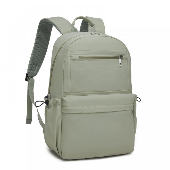 Solid-Colour Casual Backpack with Multi-Pocket Storage – Green