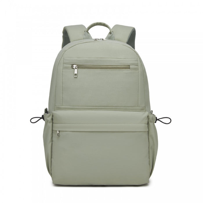 Solid-Colour Casual Backpack with Multi-Pocket Storage – Green