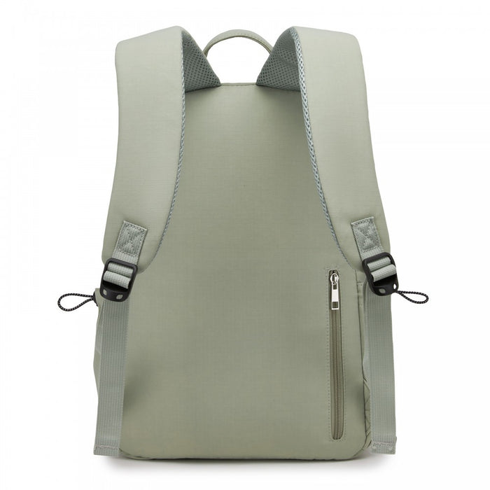 Solid-Colour Casual Backpack with Multi-Pocket Storage – Green