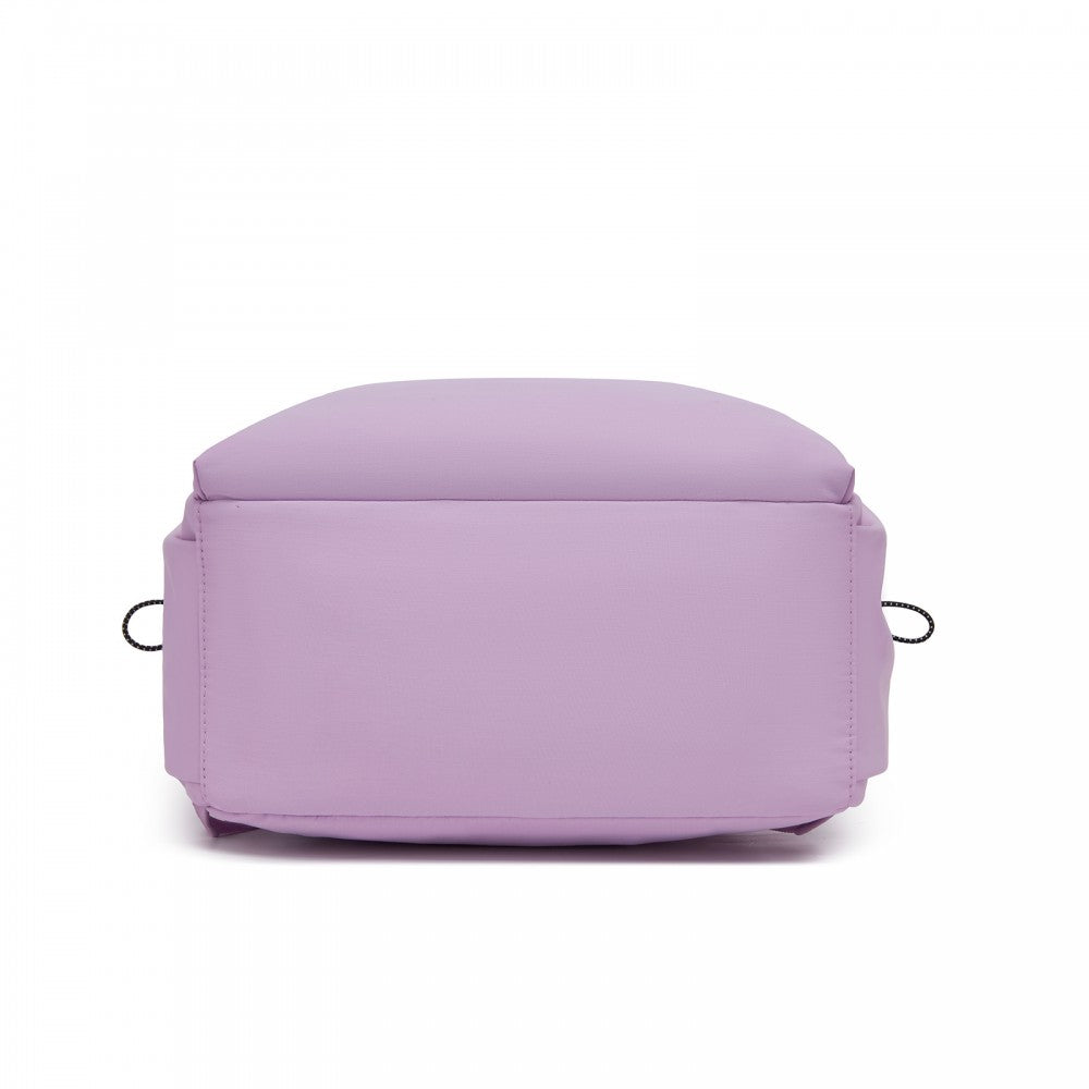 Solid-Colour Casual Backpack with Multi-Pocket Storage – Purple