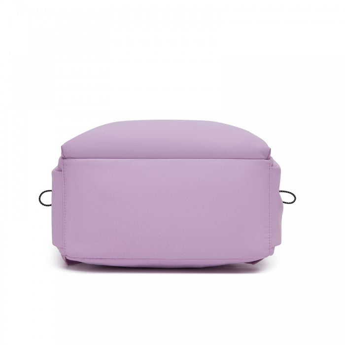 Solid-Colour Casual Backpack with Multi-Pocket Storage – Purple