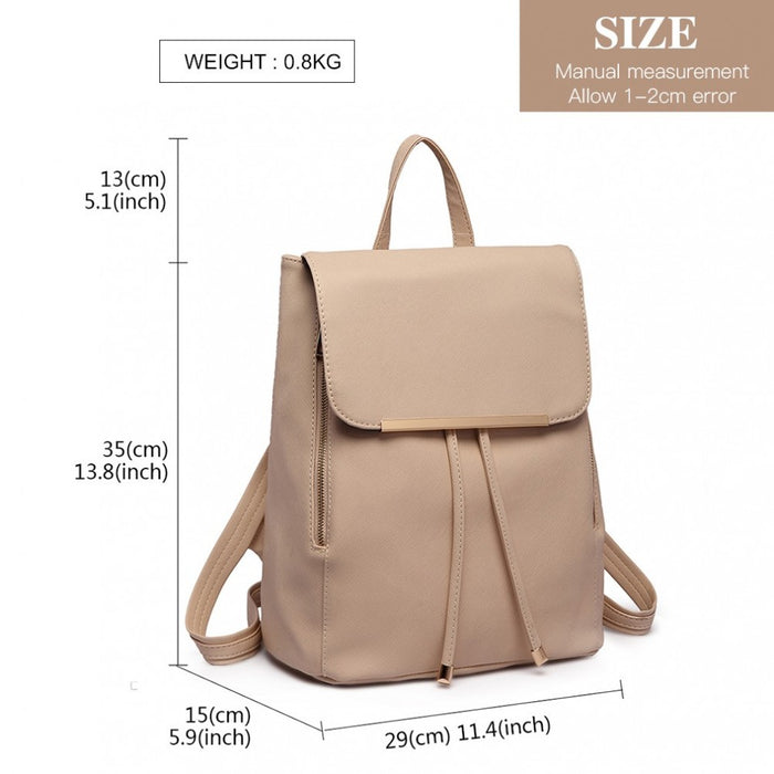 PU Leather Backpack Secure Daypack with Magnetic Snap Closure PU Leather Travel Bag – Beige