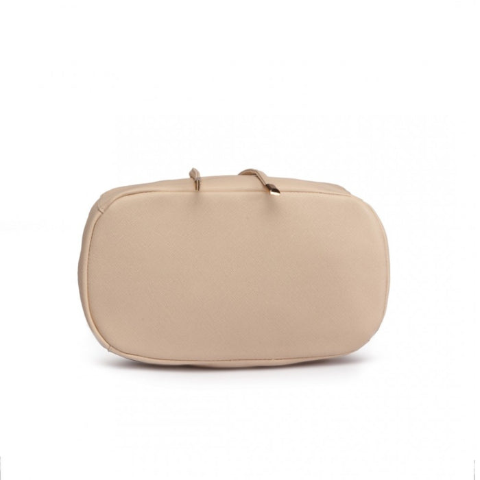 PU Leather Backpack Secure Daypack with Magnetic Snap Closure PU Leather Travel Bag – Beige