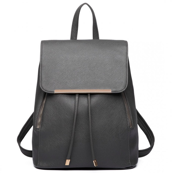 PU Leather Backpack Secure Daypack with Magnetic Snap Closure PU Leather Travel Bag – Black