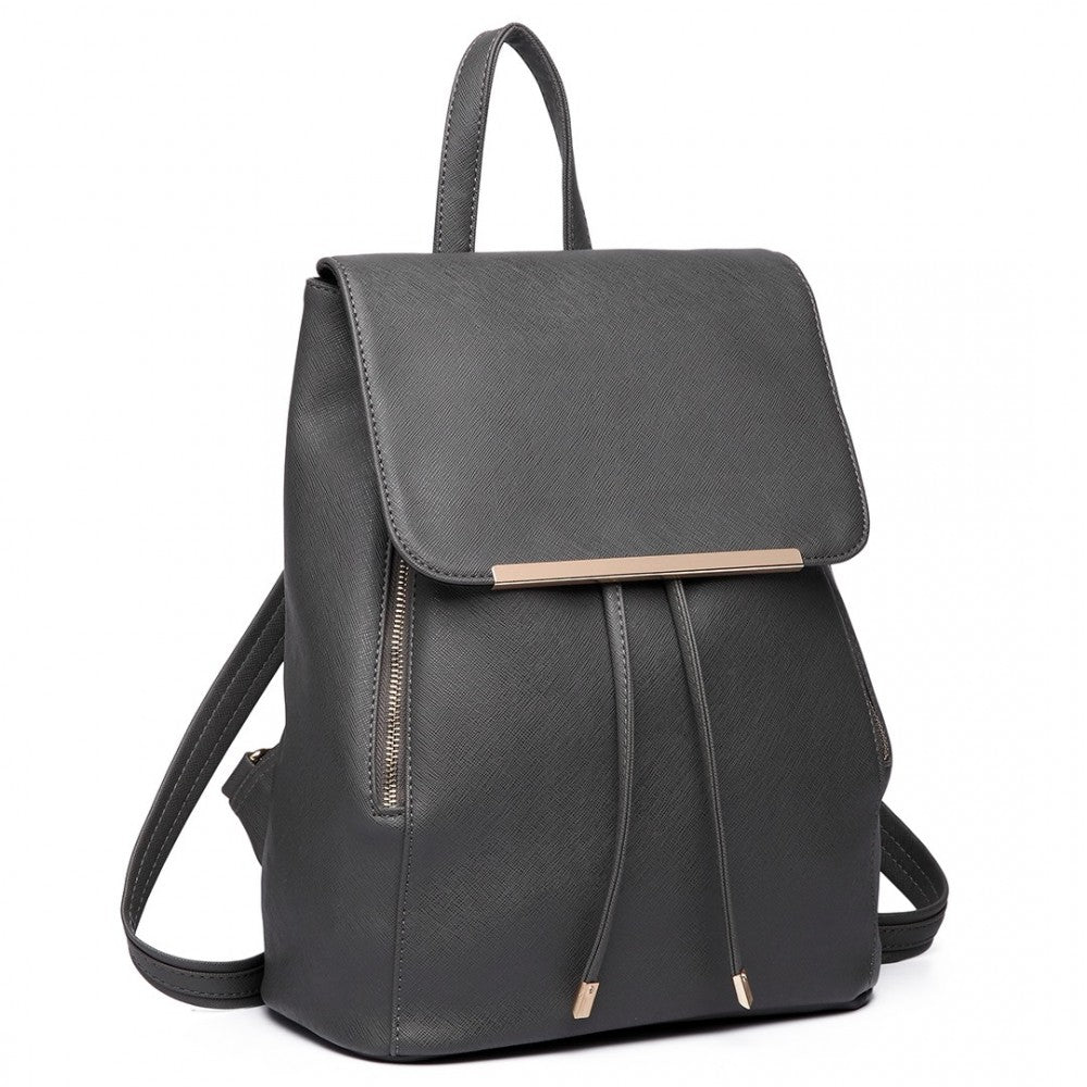 PU Leather Backpack Secure Daypack with Magnetic Snap Closure PU Leather Travel Bag – Black