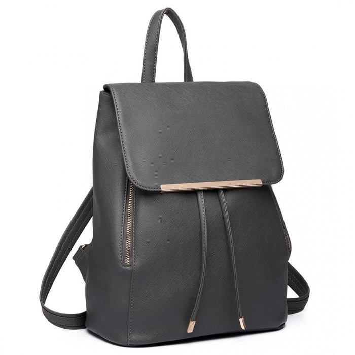 PU Leather Backpack Secure Daypack with Magnetic Snap Closure PU Leather Travel Bag – Black