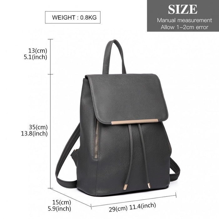 PU Leather Backpack Secure Daypack with Magnetic Snap Closure PU Leather Travel Bag – Grey
