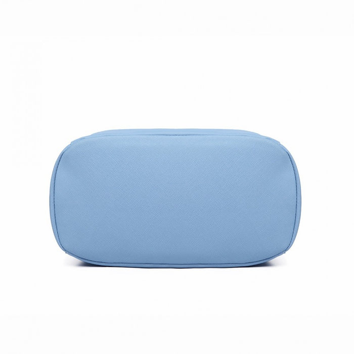 PU Leather Backpack Secure Daypack with Magnetic Snap Closure PU Leather Travel Bag – Light Blue