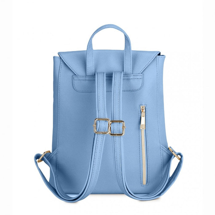 PU Leather Backpack Secure Daypack with Magnetic Snap Closure PU Leather Travel Bag – Light Blue