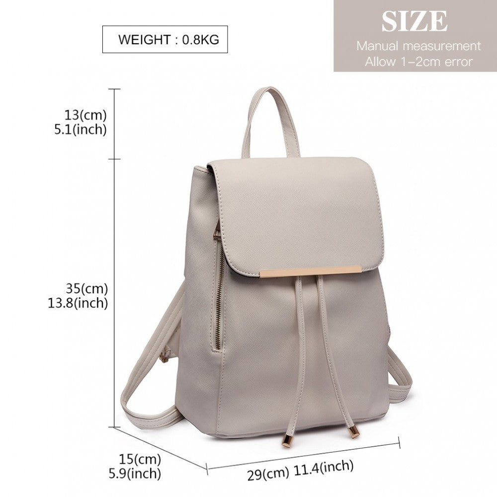 PU Leather Backpack Secure Daypack with Magnetic Snap Closure PU Leather Travel Bag – Light Grey