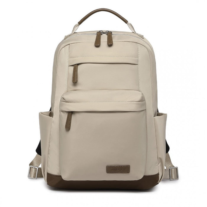 Backpack with Laptop Sleeve, Multiple Pockets and Trolley Sleeve – Beige and Brown