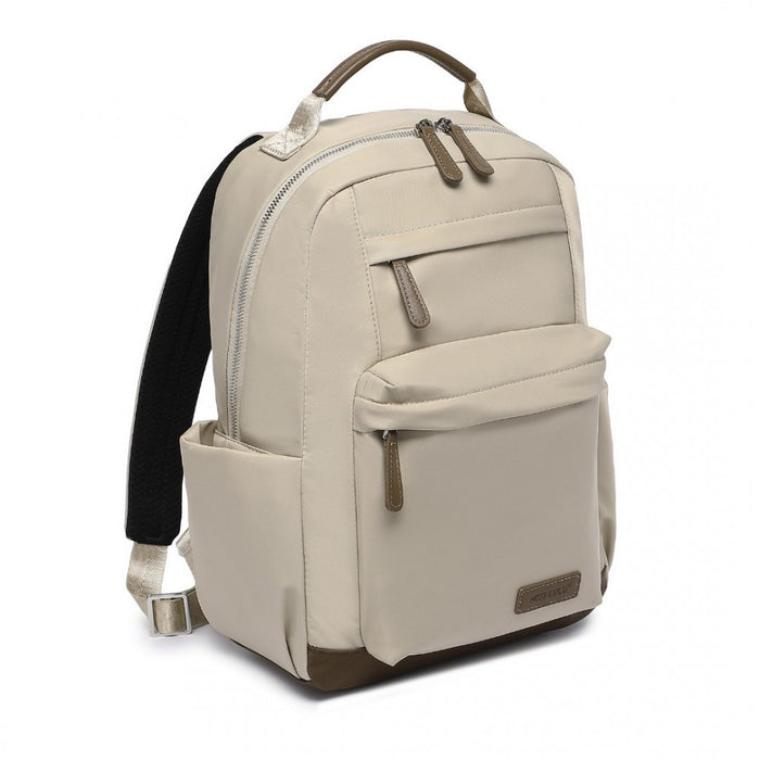 Backpack with Laptop Sleeve, Multiple Pockets and Trolley Sleeve – Beige and Brown