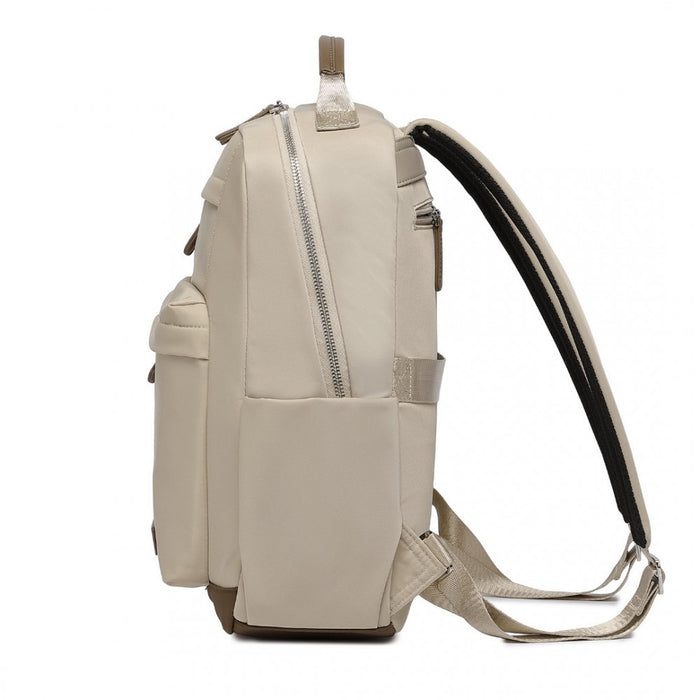 Backpack with Laptop Sleeve, Multiple Pockets and Trolley Sleeve – Beige and Brown
