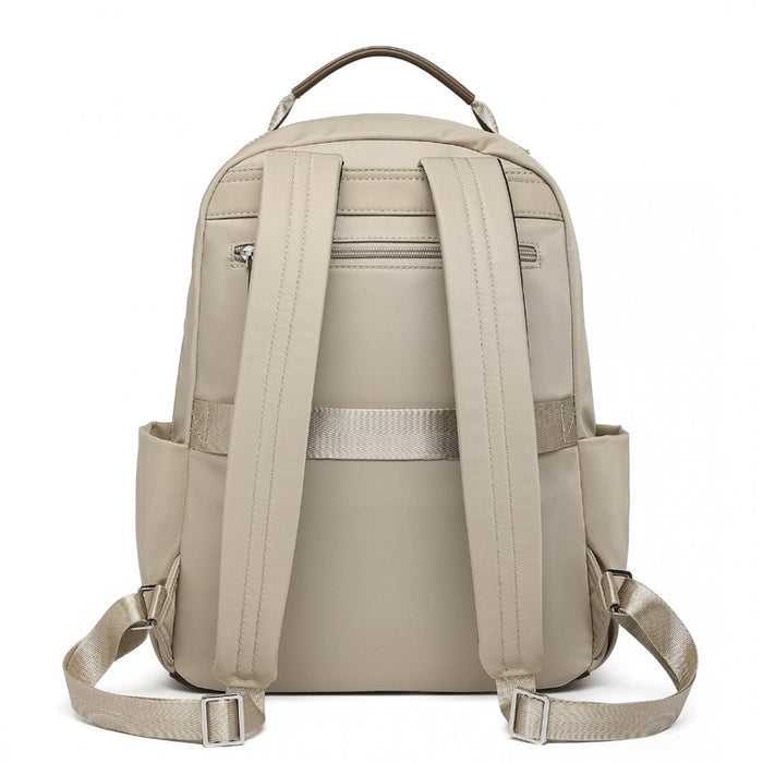 Backpack with Laptop Sleeve, Multiple Pockets and Trolley Sleeve – Beige and Brown