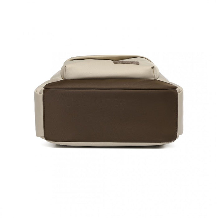 Backpack with Laptop Sleeve, Multiple Pockets and Trolley Sleeve – Beige and Brown