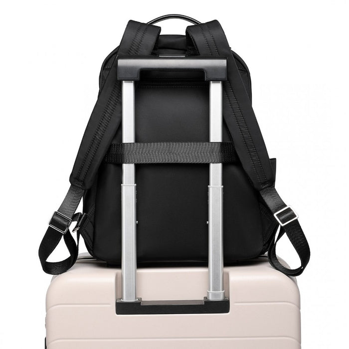 Backpack with Laptop Sleeve, Multiple Pockets and Trolley Sleeve – Black