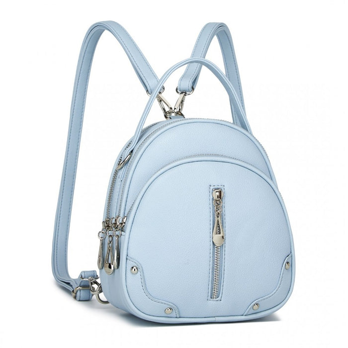 Convertible Mini Backpack for Women – PU Leather 3-in-1 Small Handbag, Crossbody Bag and Shoulder Backpack – Blue