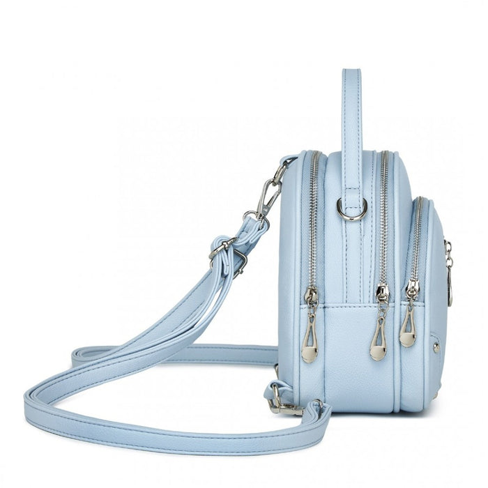 Convertible Mini Backpack for Women – PU Leather 3-in-1 Small Handbag, Crossbody Bag and Shoulder Backpack – Blue