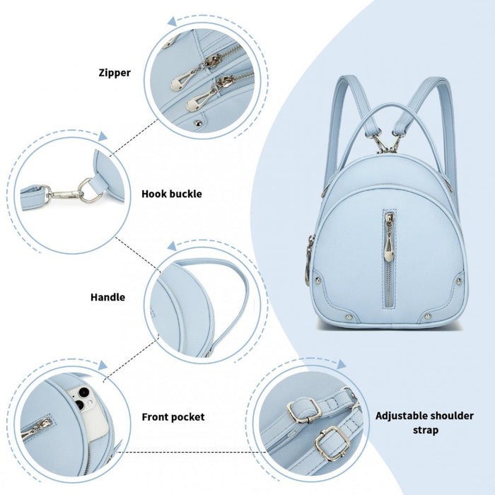 Convertible Mini Backpack for Women – PU Leather 3-in-1 Small Handbag, Crossbody Bag and Shoulder Backpack – Blue