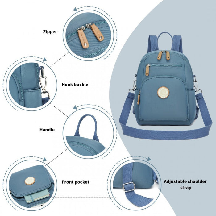 3-in-1 Convertible Backpack with Removable Long Strap and Shoulder/Crossbody Carry – BPM2451 – Blue