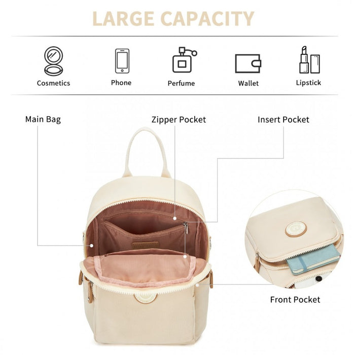 3-in-1 Convertible Backpack with Removable Long Strap and Shoulder/Crossbody Carry – BPM2451 – Beige