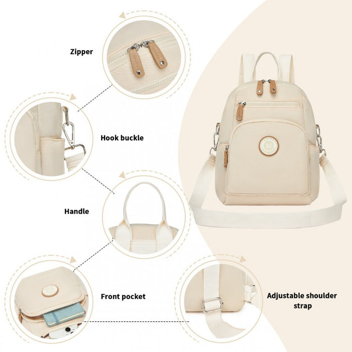3-in-1 Convertible Backpack with Removable Long Strap and Shoulder/Crossbody Carry – BPM2451 – Beige