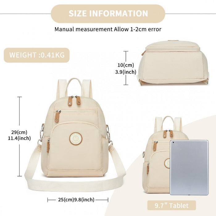 3-in-1 Convertible Backpack with Removable Long Strap and Shoulder/Crossbody Carry – BPM2451 – Beige
