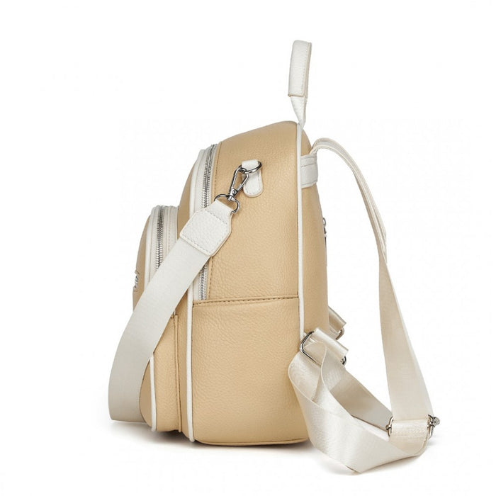 PU Leather Convertible Backpack with Crossbody Carry with Multiple Pockets – Yellow