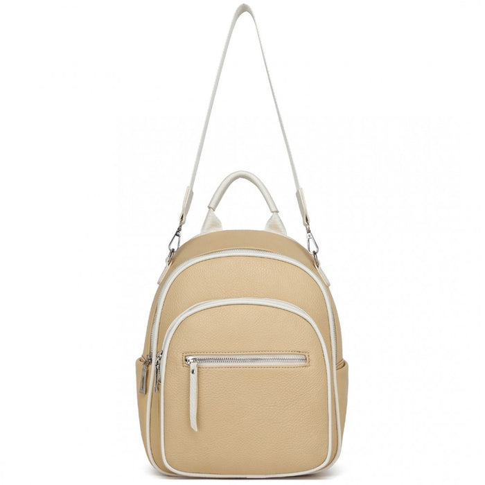 PU Leather Convertible Backpack with Crossbody Carry with Multiple Pockets – Yellow