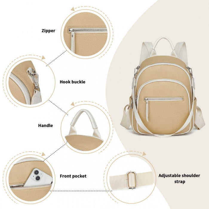 PU Leather Convertible Backpack with Crossbody Carry with Multiple Pockets – Yellow