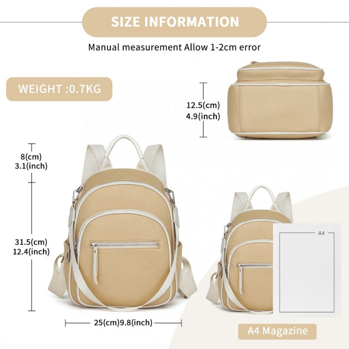 PU Leather Convertible Backpack with Crossbody Carry with Multiple Pockets – Yellow