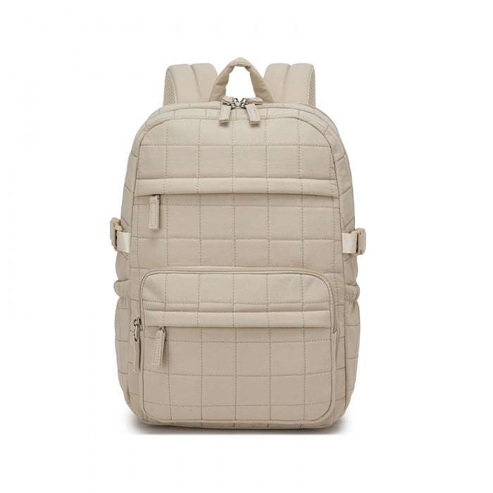 Quilted Lightweight Backpack, Fits 15.6-Inch Notebook, Cabin Approved Underseat Carry-On Bag – Beige