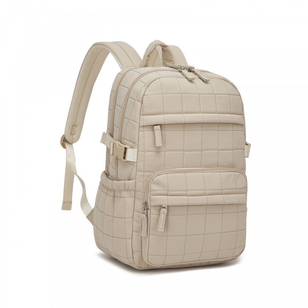 Quilted Lightweight Backpack, Fits 15.6-Inch Notebook, Cabin Approved Underseat Carry-On Bag – Beige